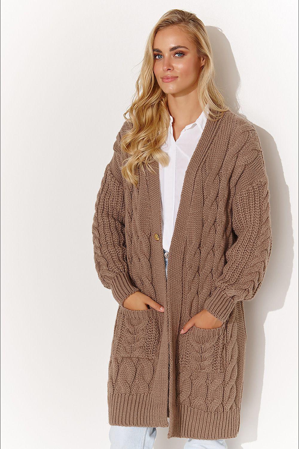 Cardigan model 184394 Makadamia - ElrubEcom