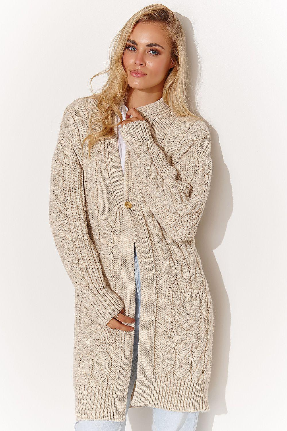 Cardigan model 184394 Makadamia - ElrubEcom